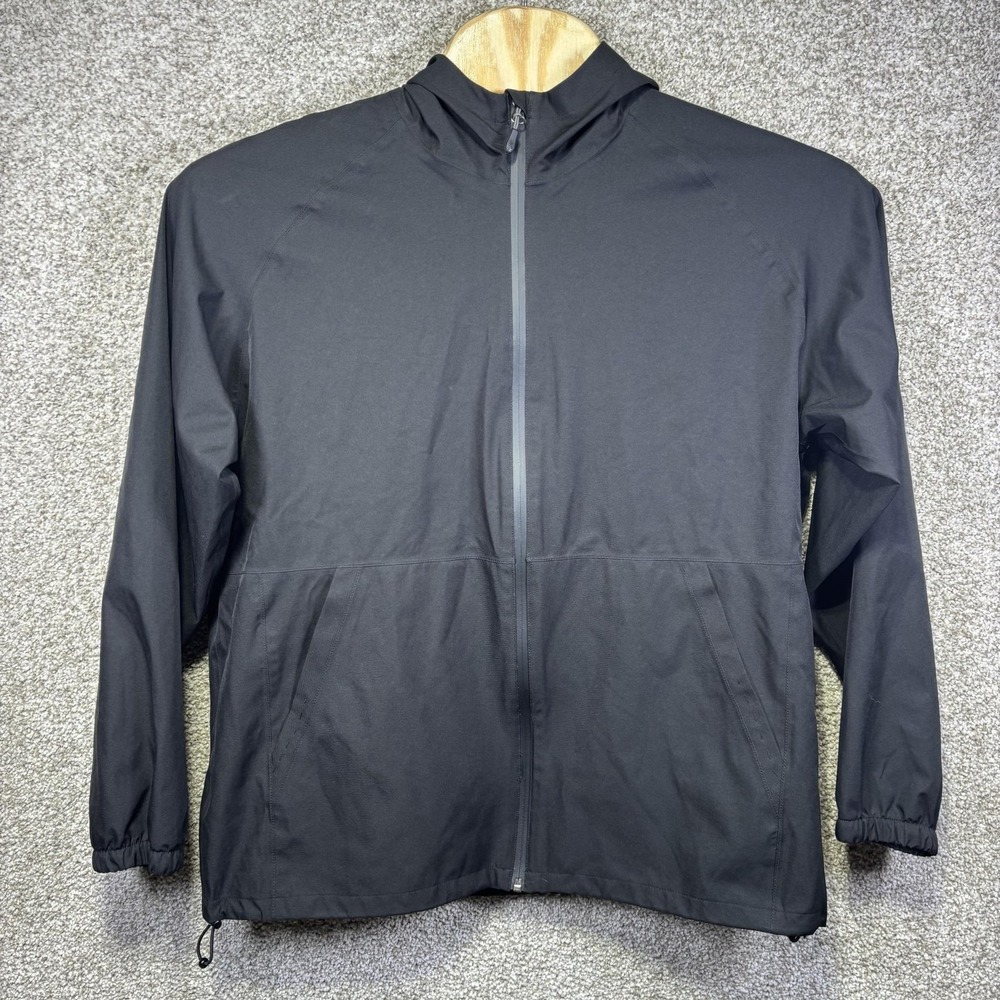 32 Degrees Cool Jacket Mens Large Black Hooded Lightweight Windbreaker Full Zip